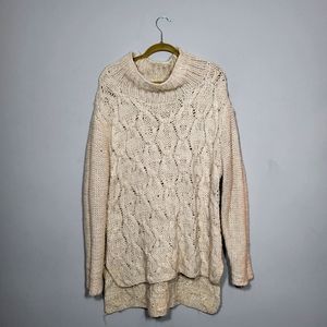 NWOT H&M Size Large Chunky Cable Knit Sweater Alpaca Wool Blend Neutral Ivory